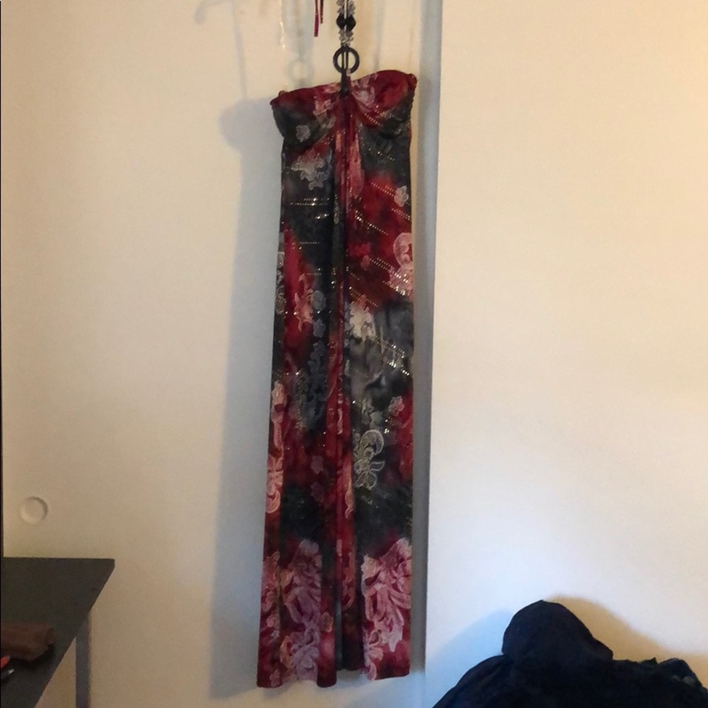 Red halter dress